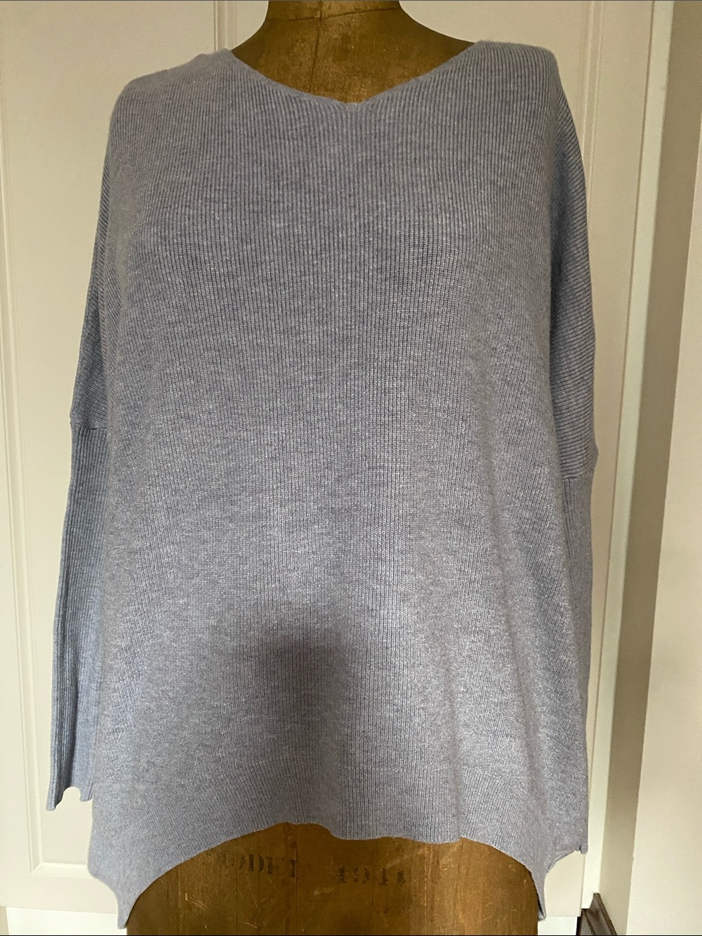 Grey V-Neck Relaxed Knit Sweater